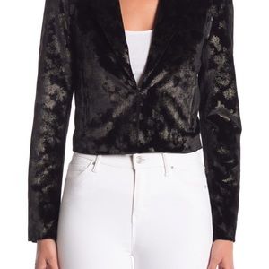 NWT AFRM Foiled  Velvet Cropped Black Jacket  M